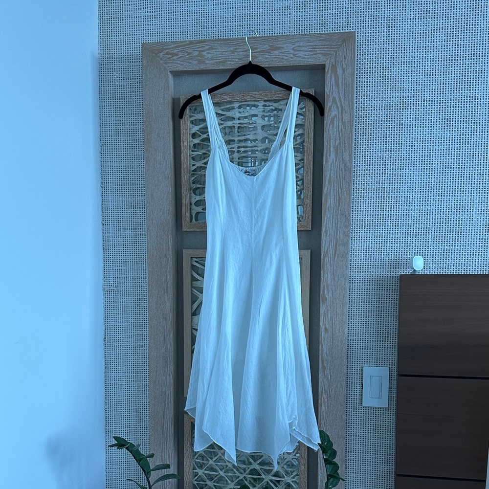 White Women's Slip Dress - Elegant V-Neck Summer Dress
